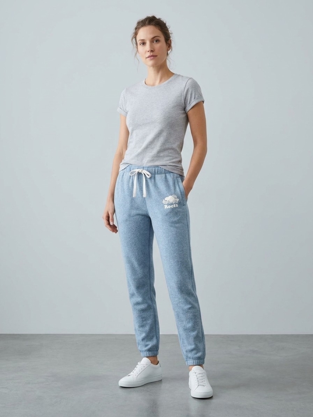 Roots Blue Salt & Pepper Original Organic Cotton Sweatpant XS Cozy Fleece Jogger